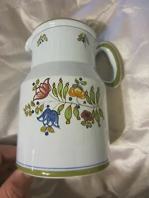 P. V. PV Peasant Village Italy Blue Floral Flower Sprays Pitcher Italian Pottery • $35.95