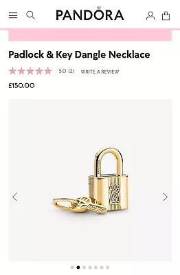 Pandora Padlock + Key + Dangle Necklace RRP £150 • £45