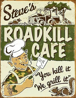 Roadkill Cafe Metal Sign Retro Vintage Bar Pub Garage Poster Wall Office & • £2.99