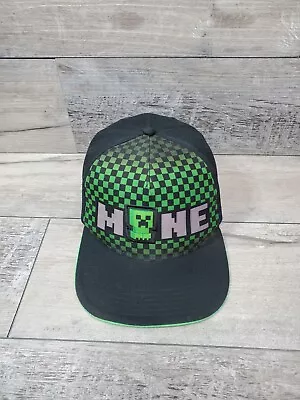 Mojang Minecraft Creeper Hat Cap  Green Black Snapback OSFA Youth/Kids • $9.95