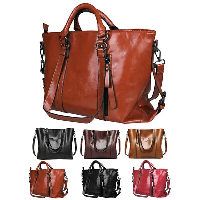 Women Soft Oiled Leather Handbag Messenger Shoulder Tote Bag Crossbody Satchel • $22.67