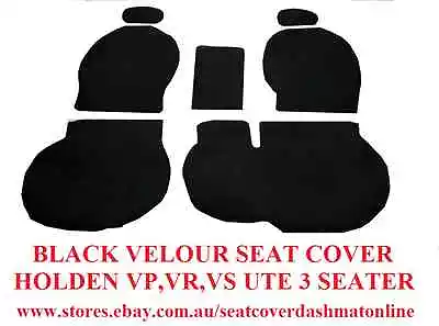 Black Velour Seat Cover To Suit Holden Vpvr Ute 3 Seater Plain Black • $149.99