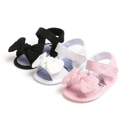 Baby Girls Anti-slip Sandals Toddler Bowknot Shoes Open Toe Sandal First Walker • £6.99