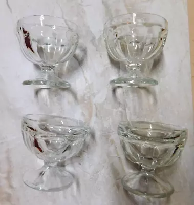 Vintage Glass-Set Of 4-Ice Cream Sundae -Dessert- Pedestal Dish Cups 3  • $12.50