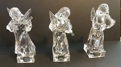 Mikasa Crystal Glass Herald Angel Figurines Playing Harp Violin Mandolin 8  T • $56.50