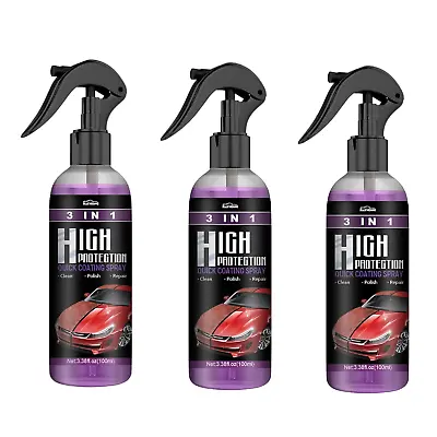 3x100ml High Protection Quick Car Ceramic Coating Spray 3 In 1 -Fast Dispatch • £10.99