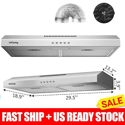 30in Under Cabinet Range Hood Stainless Steel 3 Speed Kitchen Vent 3-Prong Plug • $97.89