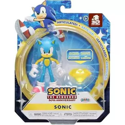 Sonic The Hedgehog 4-Inch Action Figure Modern Sonic With Yellow Chaos Emerald • $29.69