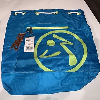 $18 • Buy NWT Zumba Blue Drawstring Bag With Green Logo