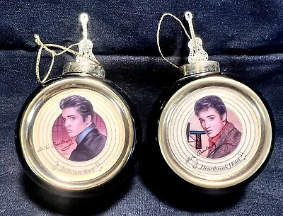 Vintage Pair Of Bradford Exchange Elvis Presley Solid Gold Christmas Ornaments  • $30
