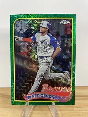 2024 Topps Chrome Matt Olson 35th Anniversary Silver Green #/99 T89C-72 • $14.99