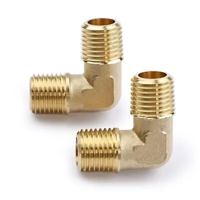 U.S. Solid 90 Degree Elbow Brass Fitting NPT 1/4  Male X 1/4  Male 2pcs • $11.19