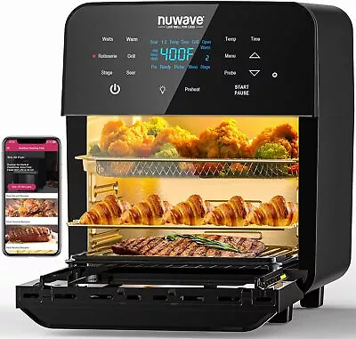 Nuwave Brio 15.5Qt Air Fryer Rotisserie OvenX-Large Family Size Powerful 1800W • $160.99