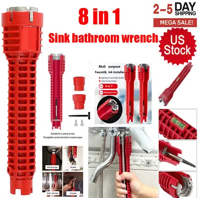 8in 1 Faucet Sink Wrench Multifunctional Bathroom Toilet Tube Nut Installer Tool • $11.09