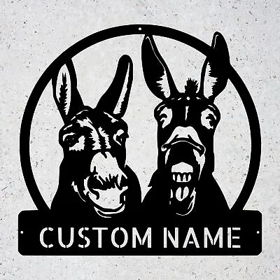 Custom Two Donkey Metal Wall Art Sign Personalized Home Decor Donkey Lover Gifts • $69.95