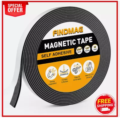 Magnetic Strip Tape 15Ft Flexible Roll Adhesive Backed Magnet Strong Sticky Back • $12.99