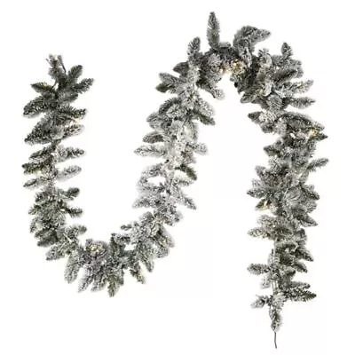 9 Foot Pre-Lit LED Snow Pine Garland P71090FLEDWW • $69.98