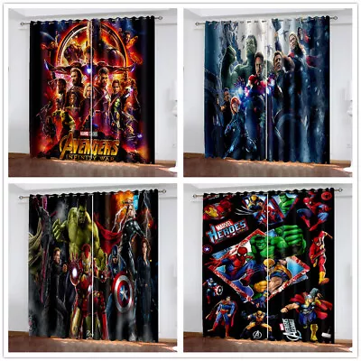 Boys Bedroom The Avengers Curtains Drapes Kids Blackout Curtains Ring Top Eyelet • £28.80