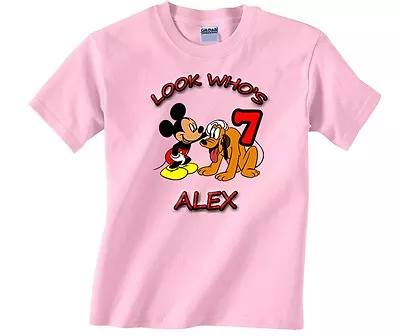 Mickey Mouse And Pluto Personalized Custom Birthday Shirt In 8 Different Colors • $17.99