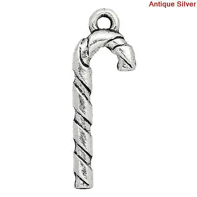 20 Antique Silver Double Sided Christmas Candy Cane Charms/pendants~cards (x40) • £2.50