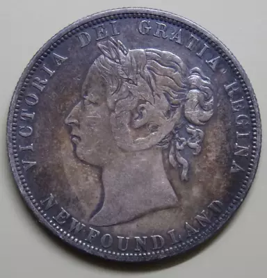 1881  Newfoundland Canada Canadian 50 Cent Victoria Coin • $12.50
