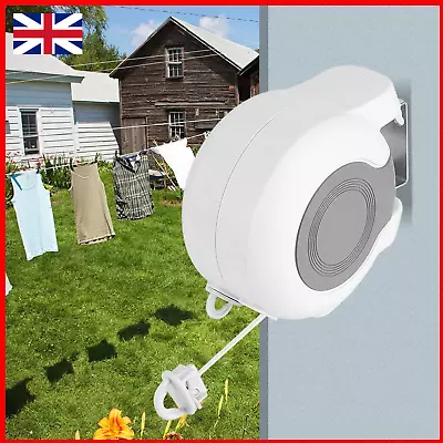 13m Wall Mounted Retractable Double Clothes Drying Line Indoor Outdoor Washing- • £14.99