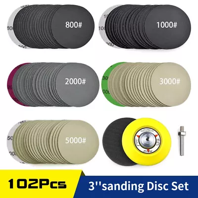 102x 3 In Sanding Discs 800-5000 Grit For Drill Wet Dry Hook Loop Sandpaper Pads • $14.39