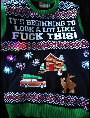 Mens Light Up Knitted Ugly Christmas Sweater With Multi-Color Medium  • $35