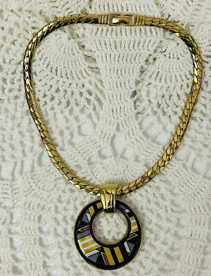 Michaela Frey Austria Aztec Clip Pendant On Wide Choker Gold Chain New • $185.95