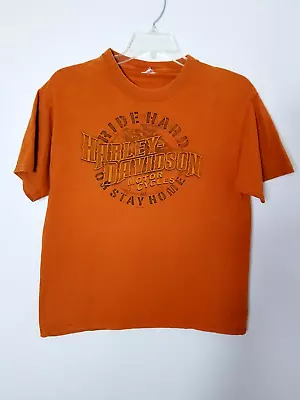 Harley Davidson T Shirt Men's  Size L  Orange Las Cruces NM Pre-owned • $12.75