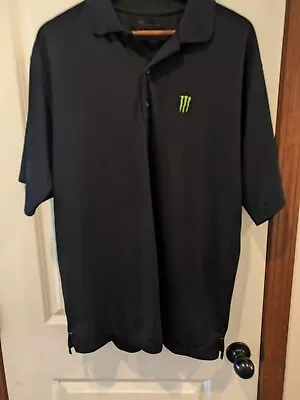 Monster Energy Drink Embroidered Polo Shirt Men's XL Black Short Sleeve XL • $19.87