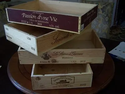 3 X French Flat Wooden Wine Crate Boxes - Retail Shop Market Museum Display Unit • £24.95