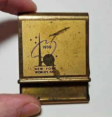 Vtg 1939 New York World's Fair George Washington Brass? Pocket Match Book Safe • $39.99