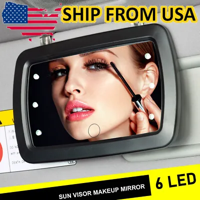 LED LIghted Car Sun Visor Vanity Mirror Clip On Universal Make Up Sunshade Light • $10.89