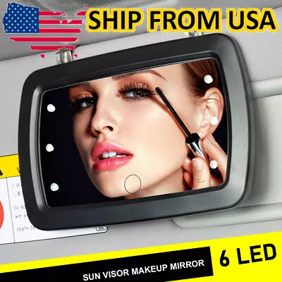 LED LIghted Car Sun Visor Vanity Mirror Clipon Universal Makeup Sunshade Light ☆ • $9.11