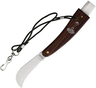 Aitor 16063 Mushroom Brush End Brown Handle Folding Blade Pocket Knife + Lanyard • $39.06