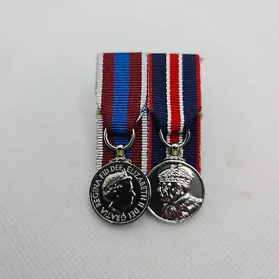 Queens Platinum And Coronation Jubilee Miniature Medal Court Mounted Set • £24.99