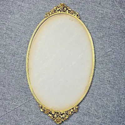 Vintage Matson Ormolu Frame Gold Oval Vanity Tray Wall Roses Metal Mid Century • $50