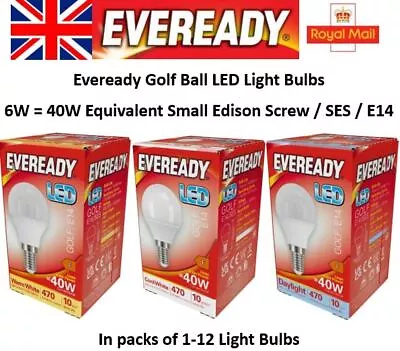 6W = 40W Equiv LED Golf Ball Light Bulbs E14 / SES Warm Cool Daylight White • £5.45