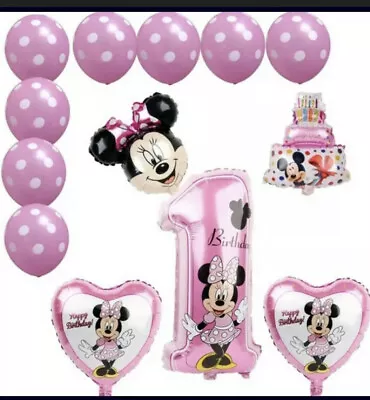 Disney Mickey Minnie Mouse 1st Birthday Foil Balloons Party Decoration Set.  • £7