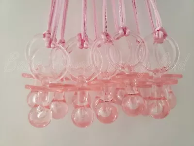 12 Pink Pacifier Necklaces Baby Shower It's A Girl Game Favors Prizes Decoration • $7.99