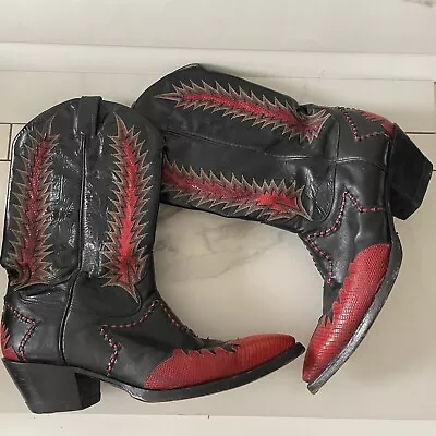 Tony Lama Fire Walker Boots Mens 12 D Black Red Leather Cowboy Western 6853 VTG • $379.50