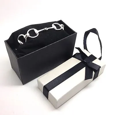 Snaffle Horse Bit Bracelet Solid Sterling Silver 6 1/2- 7 1/2” Length Gift Box • £49.99