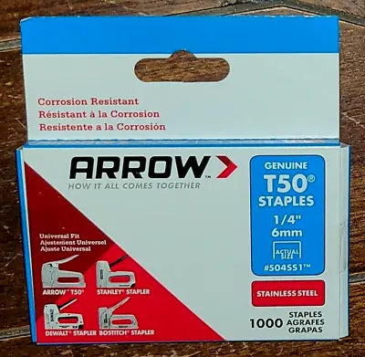 Arrow 1000pc Genuine T-50 Staples ~1/4  Staples~ #504SS1 • $12.93