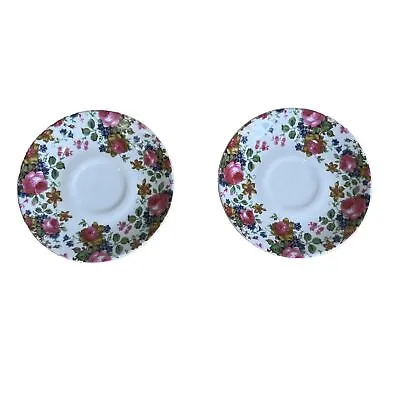 2x Vintage Sadler Wellington Chintz Saucers - Very Pretty • £7.99