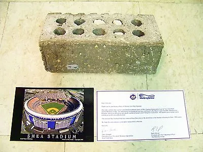 Shea Stadium NY Mets Jets Building Brick SMALL 8  With MLB Hologram ID# & LOA  • $65.99