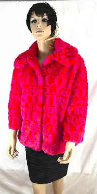 $1050 VERSACE Jeans Couture Pink Faux Fur Bomber Jacket Made In Italy 40 4US • $695