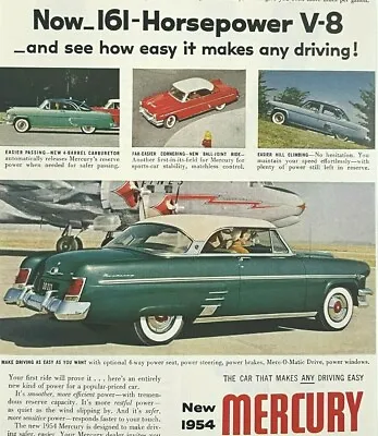 1954 Mercury Ford Motors Fighter Jet / Evinrude Outboard Motor Vintage Print Ad • $3.99