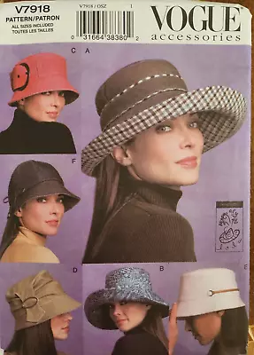 V7918 Vogue 7918 Sewing Pattern Misses' Bucket Hats By Lola OOP S-L 21.5 -23.5  • $29.95