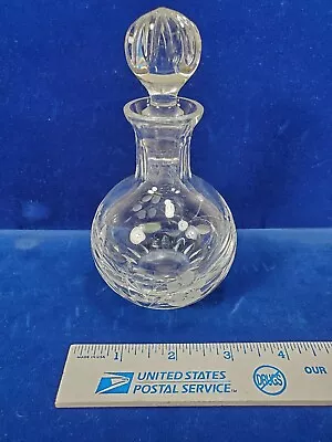 Vintage Clear Crystal Cut Glass Perfume Bottle 5” Round Vintage Floral Pattern • $20